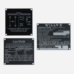 Mid Production Data Plate Set for Willys MB